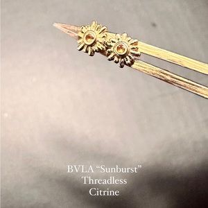 BVLA yellow gold Threadless ends for nostrils or ears. Citrine gems